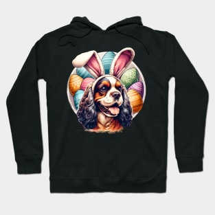 French Spaniel Celebrates Easter with Bunny Ear Headband Hoodie